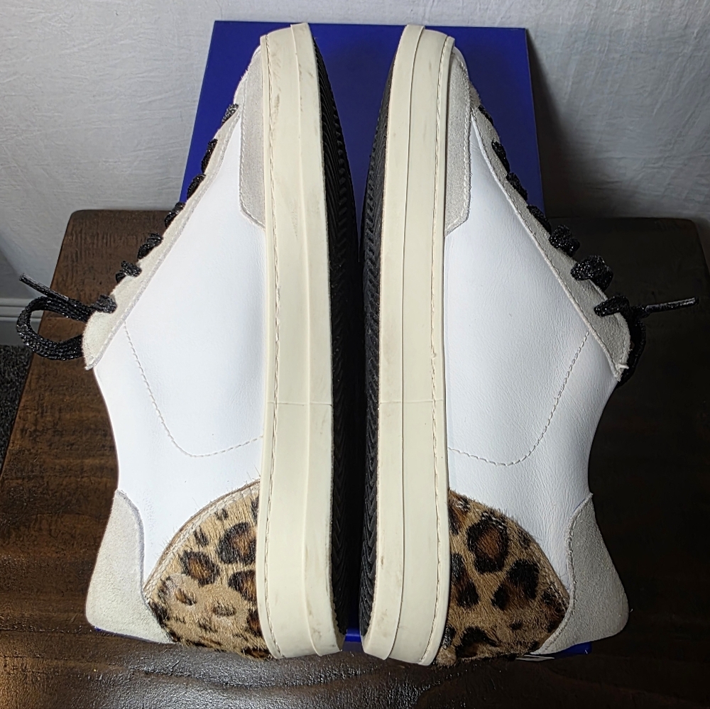 P448 John Italian Leather Luxury Sneakers White/Black Glitter Chic Streetstyle - Picture 5 of 9